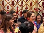 Sudhanshu Bala Singh shared these pictures of Nita Ambani at Antilia during Ganesh Utsav. 