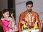 Alia Bhatt, Ranbir Kapoor, and Raha Kapoor during the Ganesh visarjan on Friday evening. 