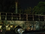 The Janrath bus that caught fire on Hardoi-Kanpur highway. (Sourced)