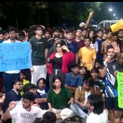 IIT Bombay students stage protest at main gate.