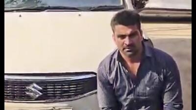 Accused Kalyan Bainsla in police custody after the hit-and-run in Gurugram. (PTI) Accused Kalyan Bainsla in police custody after the hit-and-run in Gurugram. (PTI)