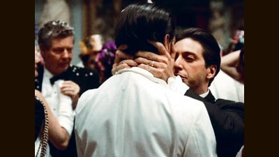 Michael Corleone kisses his brother Fredo in The Godfather Part II (1974). Michael Corleone kisses his brother Fredo in The Godfather Part II (1974).