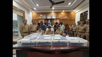 The Aliganj police arrested 16 people, 12 men and four women, during the September 18 raid. (HT Photo) The Aliganj police arrested 16 people, 12 men and four women, during the September 18 raid. (HT Photo)