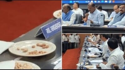 The Opposition criticised the politicians, calling them “insensitive” for eating costly dry fruits while farmers are under severe stress. (VIDEO GRAB) The Opposition criticised the politicians, calling them “insensitive” for eating costly dry fruits while farmers are under severe stress. (VIDEO GRAB)