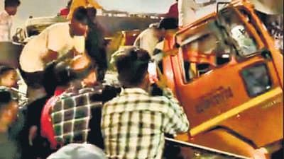 The accident took place around 12.15 am near the Bhumkar Bridge in the Narhe area, police said. (Video grab) The accident took place around 12.15 am near the Bhumkar Bridge in the Narhe area, police said. (Video grab)