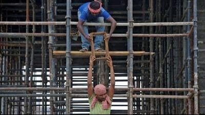 Trade unions allege violation of mandatory 90-day construction experience and new labour code. (HT) Trade unions allege violation of mandatory 90-day construction experience and new labour code. (HT)