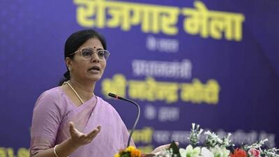 Union minister of state and Apna Dal (S) president Anupriya Patel in Prayagraj on Saturday. (HT Photo) Union minister of state and Apna Dal (S) president Anupriya Patel in Prayagraj on Saturday. (HT Photo)