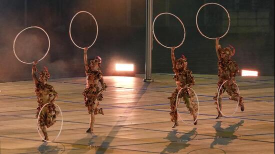 Artistes perform during the opening ceremony of the 20th Asian Games in Nagoya on Saturday. (PTI)