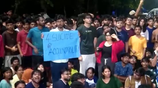 IIT Bombay students stage protest at main gate.
