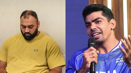 Tajinderpal Singh Toor out as Asian Games flag-bearer after late kit delivery, Pawan Sehrawat replaces him.(PTI and ANI Images)