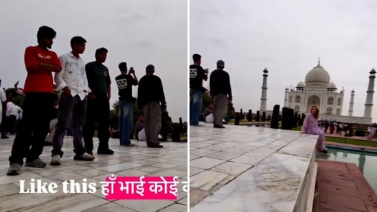 Photographer calls out men eyeballing a foreign tourist during a photoshoot at the Taj.