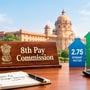 8th Pay Commission salary hike: Illustrative calculations show how 2.75 and 3.5 fitment factors could change basic pay for central government employees across different pay matrix levels. (AI-generated image for representational purposes only.)