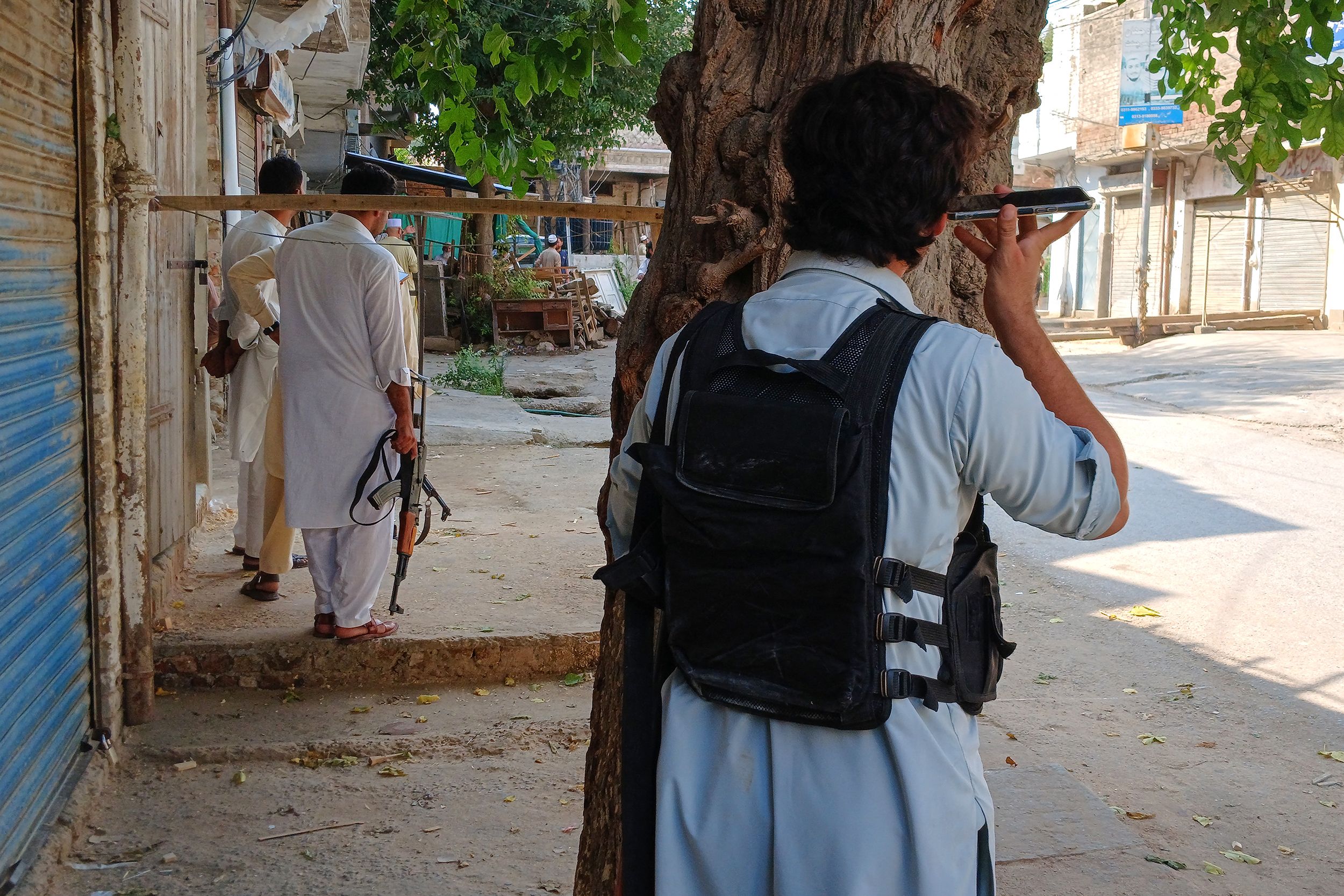 Pakistani security personnel keep watch after an explosion at the police headquarters in Kohat. (AFP) Pakistani security personnel keep watch after an explosion at the police headquarters in Kohat. (AFP)