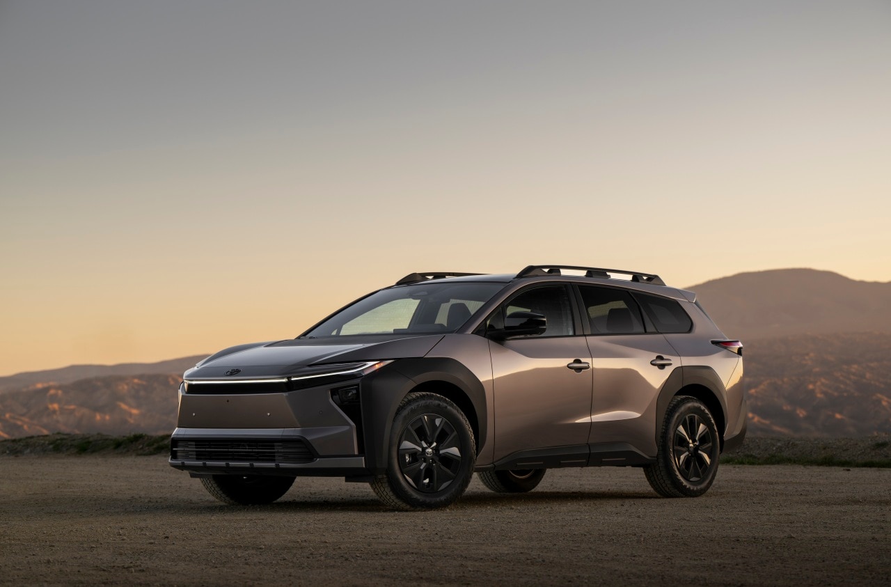 The Toyota bz Woodland, seen here, is the Trailseeker’s fraternal twin. Four new Subarus are built on Toyota’s EV template. The Toyota bz Woodland, seen here, is the Trailseeker’s fraternal twin. Four new Subarus are built on Toyota’s EV template.