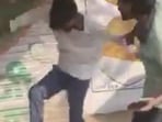 A screen grab from the viral video of the incident. (Sourced)