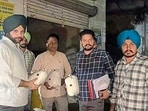 Agriculture department officials during the raid in Jagraon on Saturday. (HT Photo)