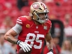 George Kittle had a quiet first half against the Dolphins.(Getty Images via AFP)