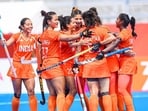 The Indian women's team defeated Uzbekistan 19-0 in women's hockey Pool B match. (Hockey India - X)