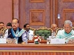 Jharkhand finance minister Radhakrishna Kishore attends a 2-day conference in New Delhi on Saturday (HT PHOTO)