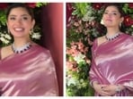 Pakistani actor Mahira Khan glows in a glam pink saree. 