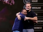 Leader of Opposition in the Lok Sabha Rahul Gandhi with comedian Pulkit Mani during the 'Chhatron ki Goonj' event, in Indore, Madhya Pradesh.