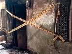 Sealed premises of the house where LPG cylinder exploded on Saturday. (PTI)