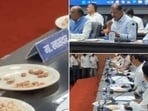 The Opposition criticised the politicians, calling them “insensitive” for eating costly dry fruits while farmers are under severe stress. (VIDEO GRAB)