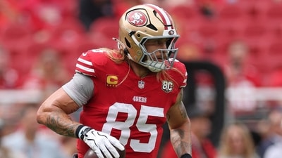 George Kittle had a quiet first half against the Dolphins. George Kittle had a quiet first half against the Dolphins.