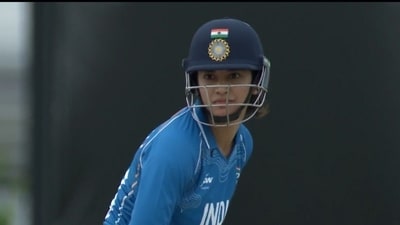 Smriti Mandhana achieved the record in the Asian Games semi-final. (Screengrab - SonyLiv) Smriti Mandhana achieved the record in the Asian Games semi-final. (Screengrab - SonyLiv)