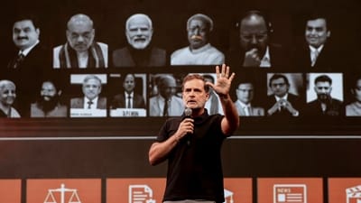 Leader of Opposition in the Lok Sabha Rahul Gandhi addresses the 'Chhatron ki Goonj' event, in Indore, Madhya Pradesh. (PTI) Leader of Opposition in the Lok Sabha Rahul Gandhi addresses the 'Chhatron ki Goonj' event, in Indore, Madhya Pradesh. (PTI)
