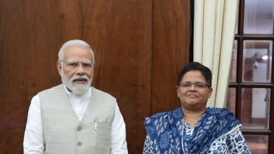 Payal Mehta (R), was a senior journalist with CNN-News18 (@narendramodi on X) Payal Mehta (R), was a senior journalist with CNN-News18 (@narendramodi on X)