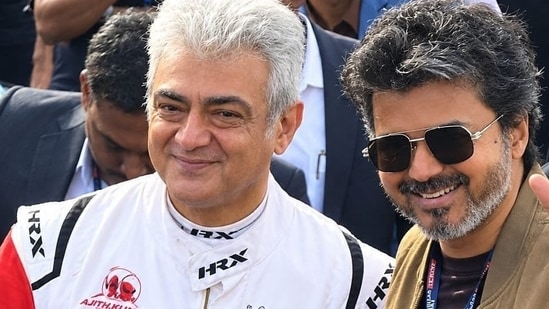 Ajith Kumar and Vijay met at the Le Mans Cup race at Silverstone, England.