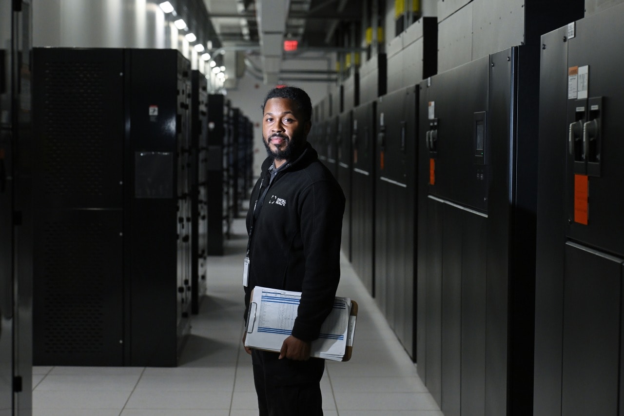 James Waddy, a lead engineer at the Ashburn facility, started out on the night shift. James Waddy, a lead engineer at the Ashburn facility, started out on the night shift.