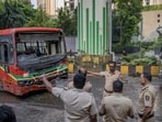 Around 5.50am on Sunday, a BEST bus proceeding from SEEPZ to Teen Hath Naka in Thane collided head-on with a private bus at Ralli Wolf.