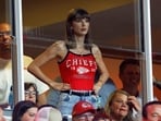 Taylor Swift wore a red Kansas City Chiefs tank top.(AP Photo)