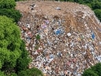 Illegally dumped waste in Aravallis near DLF Phase 3, seen on September 15. (Sourced/HT)