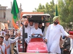 Meghwal was in Fazilka, where he flagged off the third of the BJP’s four statewide anti-drug yatras in the state. (HT Photo)
