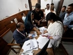 Voters at a Laxmi Devi School Sadar Bazar where a special intensive revision camp was held on Sunday
