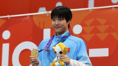 Asian Games - Aichi-Nagoya 2026 - Swimming - Tokyo Aquatics Centre, Koto, Tokyo, Japan - September 21, 2026 Gold medallist China's Zidi Yu celebrates on the podium after winning the Women's 200m Individual Medley Final REUTERS/Manami Yamada (REUTERS) Asian Games - Aichi-Nagoya 2026 - Swimming - Tokyo Aquatics Centre, Koto, Tokyo, Japan - September 21, 2026 Gold medallist China's Zidi Yu celebrates on the podium after winning the Women's 200m Individual Medley Final REUTERS/Manami Yamada (REUTERS)