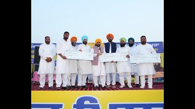 Chief minister Bhagwant Mann during a Lok Milni event in Sansra village of the Ajnala assembly constituency. Chief minister Bhagwant Mann during a Lok Milni event in Sansra village of the Ajnala assembly constituency.