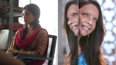 Deepika Padukone in a still from Chhaapak and Konkona Sensharma in a still from Talvar.