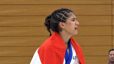 Suchika Tariyal won bronze medal after losing the semi-final bout (Screengrab - SonyLiv) Suchika Tariyal won bronze medal after losing the semi-final bout (Screengrab - SonyLiv)