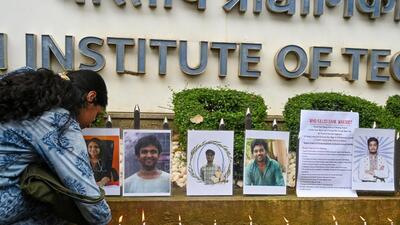 Mumbai, India. Sep 21, 2026 - Congress workers held a candle protest outside the IIT-Bombay campus in Powai, Mumbai, which called for justice in the second-year student suicide case. Mumbai, India. Sep 21, 2026. (Photo by Raju Shinde/HT Photo) Mumbai, India. Sep 21, 2026 - Congress workers held a candle protest outside the IIT-Bombay campus in Powai, Mumbai, which called for justice in the second-year student suicide case. Mumbai, India. Sep 21, 2026. (Photo by Raju Shinde/HT Photo)