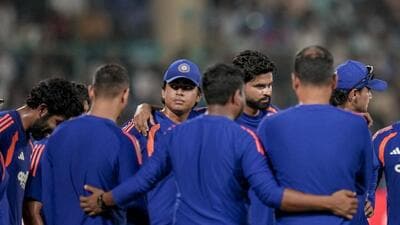NeIndia's captain Shreyas Iyer, Vaibhav Sooryavanshi, Abhishek Sharma and teammates before the first T20I cricket match between India and Afghanistan, in New Delhi, Sunday. (PTI)