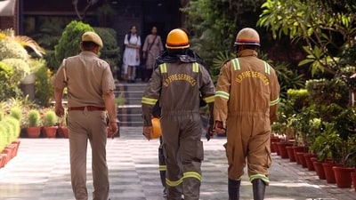 Police and Fire Services personnel arrive Police and Fire Services personnel arrive