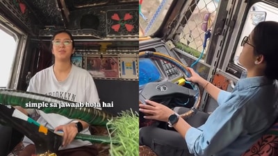 Neha Thakur turns her truck-driving journey into content. (Instagram/@nehathakur2529) Neha Thakur turns her truck-driving journey into content. (Instagram/@nehathakur2529)
