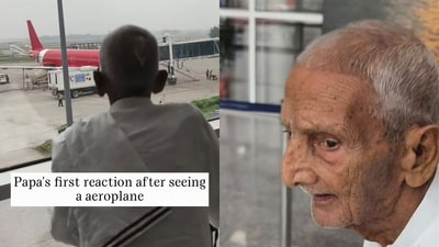 Man fulfils his 80-year-old father’s dream of taking a flight. (Instagram/@bhukkhad_musafir) Man fulfils his 80-year-old father’s dream of taking a flight. (Instagram/@bhukkhad_musafir)