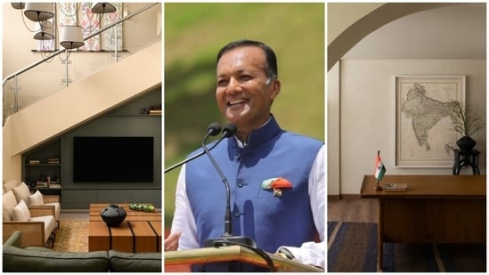 Naveen Jindal's 10,000-square-foot Delhi home is a century-old residence reimagined by designer Amina Bhatia. (Instagram/ Architectural Digest India and Naveen Jindal)