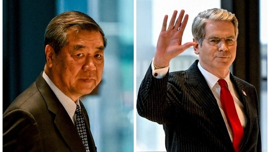 China's Vice Premier He Lifeng and US Treasury Secretary Scott Bessent arriving for a meeting, ahead of the summit between US President Donald Trump and Chinese President Xi Jinping, at JPMorgan Chase's global corporate headquarters in New York City, US September 20, 2026. 