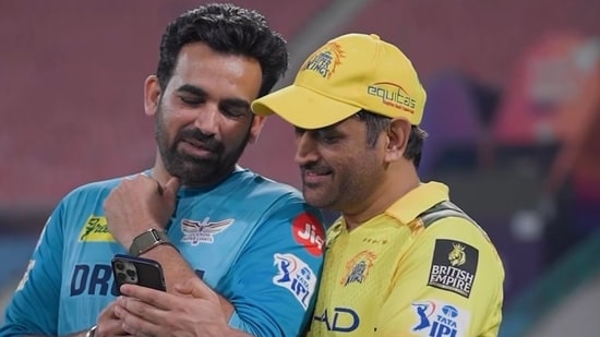 Zaheer Khan and MS Dhoni after an IPL match.